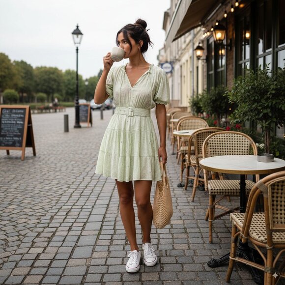 Lusana Ayla Mini Dress In Seawave Size Small NWT - Picture 1 of 4